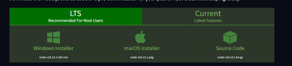 installer node js windows msi